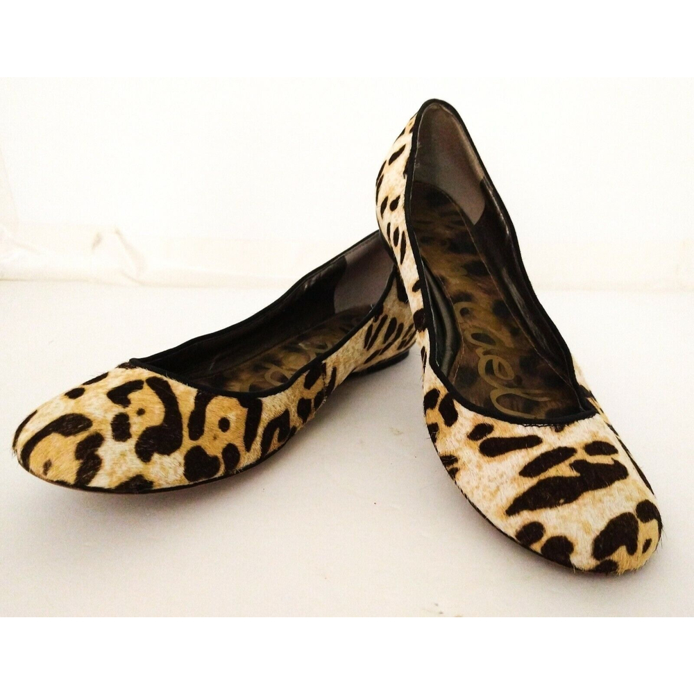 Sam Edelman Women's Cow Hair Leopard Flats Shoes Studded Heels Size 6